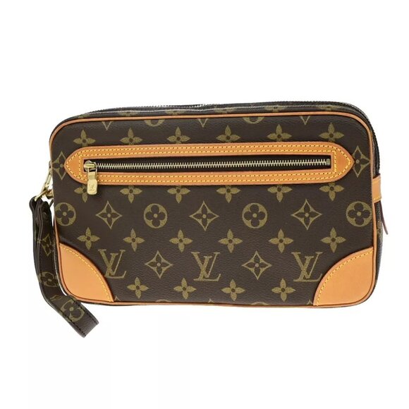 LOUIS VUITTON Marly Dragonne GM Clutch Hand Bag Monogram Brown - Picture 1 of 16